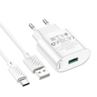 СЗУ Hoco C109A, 1USB, QC3.0, 18W, 3A + Type-C 1м, белый 