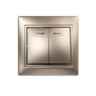 Выключатель 2-клавишный с индикатором Smartbuy "Венера",10А, шампань