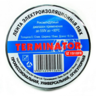 Изолента Terminator IZ 1918FR 0.13х19мм, 18,3 метров, не горючая, самозатух, черный