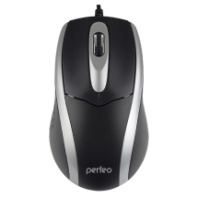 Мышь Perfeo TOUR, USB, пров.,опт.,3кн., 1000dpi, черный/серебро