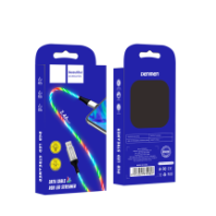 Кабель vDENMENv USB - Type-C D25T, 2.4А, светящийся, ПВХ, 1м, зеленый