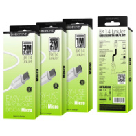 Кабель BOROFONE MicroUSB BX14, 2.4А, ПВХ, 3м, белый