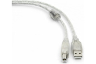 Кабель USB - USB 2.0 (AM-BM) 1.8м с фильтром экран. Cablexpert прозрачный