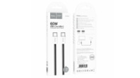 Кабель HOCO Type-C - Type-C X104, 3А, PD 60W, тканевая оплетка, 1м, черный