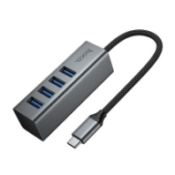 USB хаб Hoco HB1C (4USB3.0+питание Type-C) 0.2м металлик