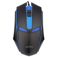 Мышь Perfeo FACE, GAME DESIGN, USB, подсвет.7цв.,пров.,опт.,3кн., 1000dpi, черный