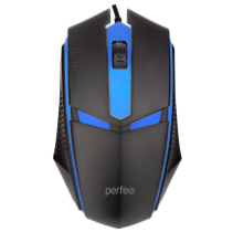 Мышь Perfeo FACE, GAME DESIGN, USB, подсвет.7цв.,пров.,опт.,3кн., 1000dpi, черный