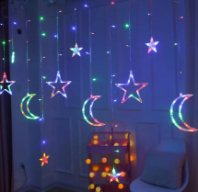 Гирлянда светодиодная "Занавес-Месяц и Звезды", мультиколор, 2,5х1м, 220В