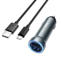 АЗУ Hoco Z54, 2USB, 2.4A + Type-C 1м, удлиненный, метал.серый