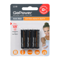 Батарейка GoPower Heavy Duty R03 (AAA) BL4 4/48/576