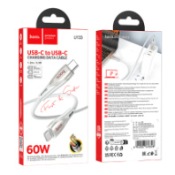 Кабель HOCO Type-C - Type-C U133, 3A, PD 60W, тканевая оплетка, 1.2м, серый