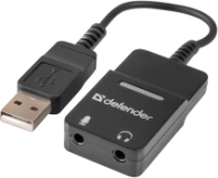 Звуковая карта Defender USB - 2*AUX 3.5мм, 0.1м, черный Звуковая карта Defender USB - 2*AUX 3.5мм, 0.1м, черный