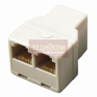 Переходник REXANT (гнездо - 2 гнезда) 6P-4C  