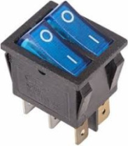 Выключатель клавишный 250V 15А (6с) ON-OFF синий с подсветкой ДВОЙНОЙ Выключатель клавишный 250V 15А (6с) ON-OFF синий с подсветкой ДВОЙНОЙ