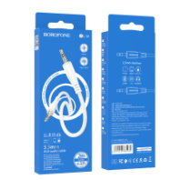 Кабель AUX 3.5мм (шт/шт) 2м BOROFONE BL14, тканевая оплетка, белый