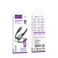 Кабель HOCO Type-C - Type-C X127 3A, PD 60W, тканевая оплетка, 1м, черный