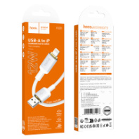 Кабель HOCO USB - Lightning X128, 2.4A, тканевая оплетка, 1м, белый