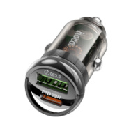 АЗУ Hoco Z53A, 1USB/1Type-C, QC3.0+P30W, 3A, прозрачный черный