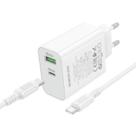 СЗУ BOROFONE BA108A, 1USB/1Type-C, QC3.0+PD30W, 3А + Type-C/Type-C 1м, белый