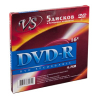 Диск VS DVD-R 4,7Gb 16x конверт/5